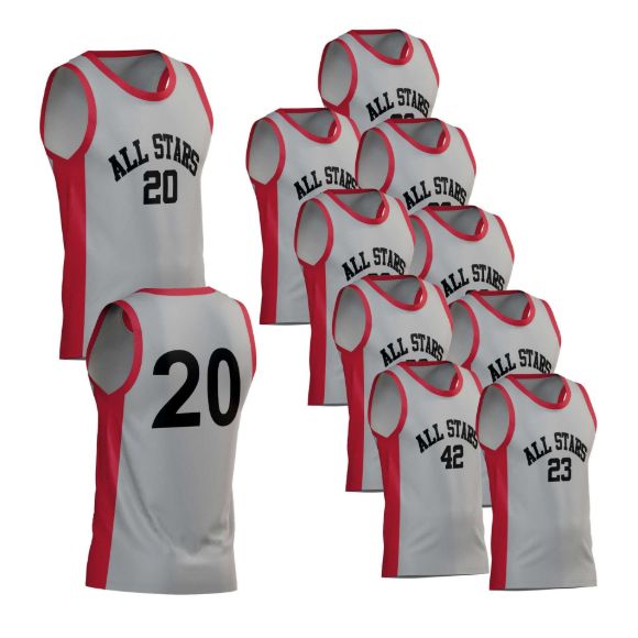 Picture of Lot of 10 Basketball Jersey Decorated with Numbers and Team Name. Style 599. Special