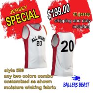 Picture of Lot of 10 Basketball Jersey Decorated with Numbers and Team Name. Style 599. Special