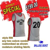 Picture of Lot of 10 Basketball Jersey Decorated with Numbers and Team Name. Style 599. Special