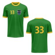 Picture of Custom Made Soccer Game Uniform Jersey with Team Logo and Player Numbers. Style 100J.