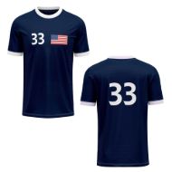 Picture of Custom Made Soccer Game Uniform Jersey with Team Logo and Player Numbers. Style 100J.