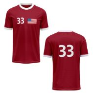 Picture of Custom Made Soccer Game Uniform Jersey with Team Logo and Player Numbers. Style 100J.