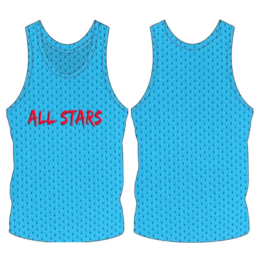 Picture of Custom Made Sleeveless Training Vest with Center Chest Line of Printing. Style 905-01.