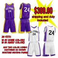 Picture of Lot of 20 Basketball Home and Away Uniforms Style N514-Special Custom Made.